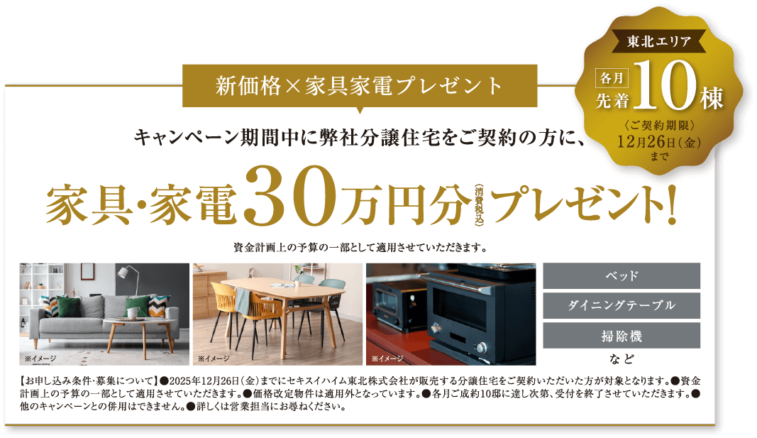 家具・家電30万円分 プレゼント